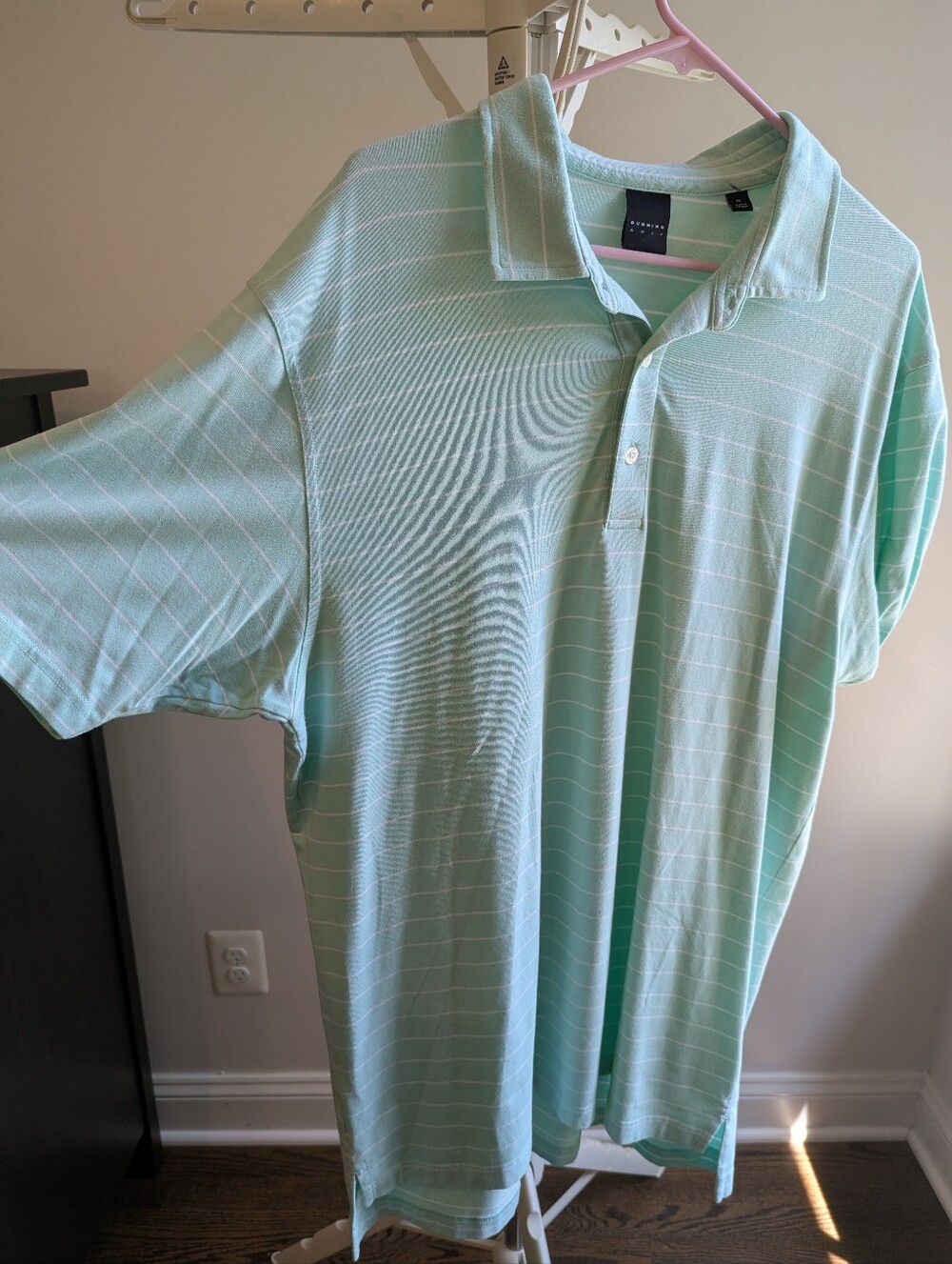 Dunning Golf Men's XL Mint Green Striped Short Sleeve Performance Polo Shirt